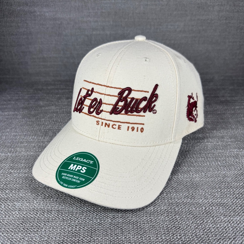 Legacy Let' er Buck Since 1910 New Snapback Hat Cream‎ Maroon Western Rodeo Cap